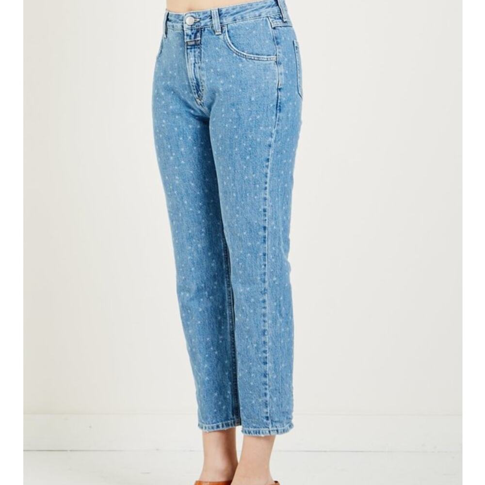 Closed Heartbreaker Jean Stars Size 25 Blue Straight High Rise Relaxed Cropped